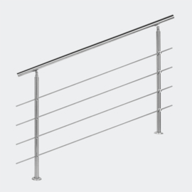 Leuning balustrade traprail rvs 4 dwarsbalken 140cm