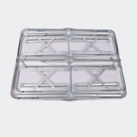 Opvouwbare campingtafel alu met 2 banken in zilver 90x66x70cm