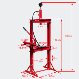 Hydraulische pers werkbank druk tot 12 ton met manometer