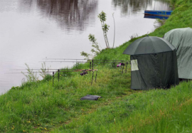 Vissersparaplu 250cm met zijwand 2 ramen wind- en regenbescherming