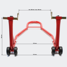 Inrijwielklem motorfiets standaard achterwiel (450kg) rood
