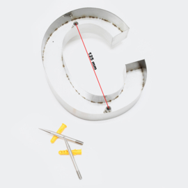 Huisletter c Arial rvs/inox 3D 20cm weerbestendig