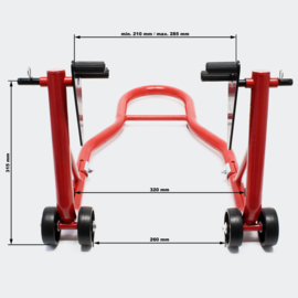 Inrijwielklem motorfiets standaard voorwiel (450kg) rood