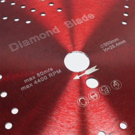 Diamant doorslijpschijf ⌀350 mm met boring 25,4mm