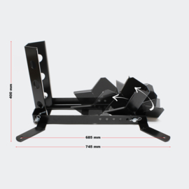 Inrijwielklem motorfiets standaard voor-achterwiel (450kg) zwart