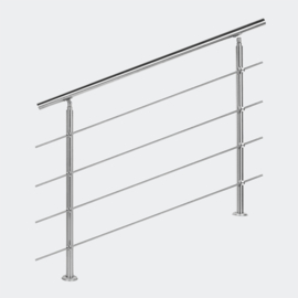 Leuning balustrade traprail rvs 4 dwarsbalken 120cm