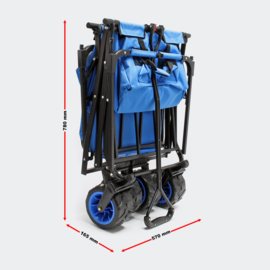 Opvouwbare handkar bolderkar met luifel blauw tot 70kg