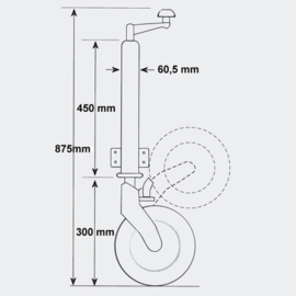 Neuswiel jockeywiel 453kg 60,5mm aanhanger caravan