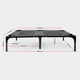 Hondenbed verhoogd ligbed zwart large tot 25kg 92x77x20cm