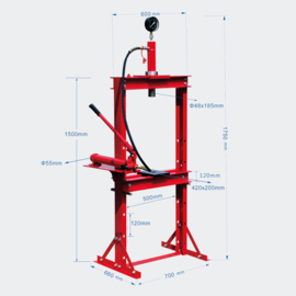 Hydraulische pers werkbank druk tot 20 ton met manometer