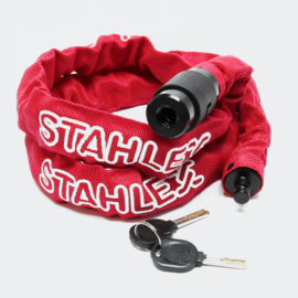 Hangslot fietsslot rood met 2 sleutels stalen ketting 120cm