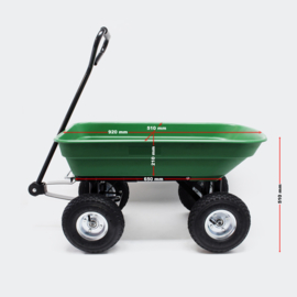 Kiepwagen tuinwagen kipper kruiwagen 75l groen