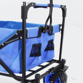 Opvouwbare handkar bolderkar met luifel blauw tot 70kg