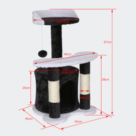 Krabpaal krabboom kattenboom zwart-wit 65cm