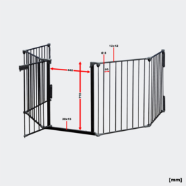 Haardscherm openhaardhek veiligheidshek kachel 300cm
