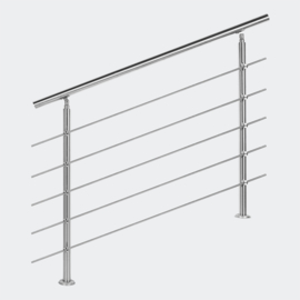Leuning balustrade traprail rvs 5 dwarsbalken 120cm