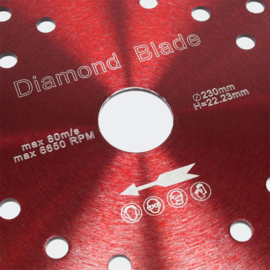Diamant doorslijpschijf ⌀230 mm en 10 mm turbo segmenten