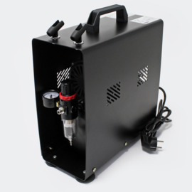 Airbrush compressor AF189A met waterafscheider en drukregelaar