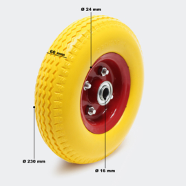 Kruiwagen PU-wiel 2.80 / 2.50-4 massief lekbestendig