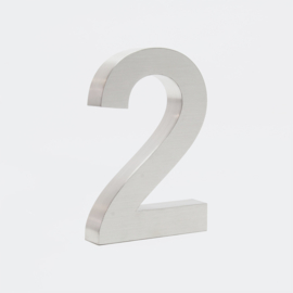 Huisnummer 2 Arial rvs/inox 3D 20cm weerbestendig