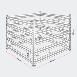 Compostvat compostbak metaal tuinafval 90x90x90cm 720 liter