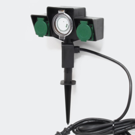Buitenstopcontact timer 2 stopcontacten plastic IP44 5m kabel