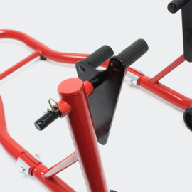 Inrijwielklem motorfiets standaard voorwiel (450kg) rood