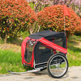 Hondenkar waterdicht fietskar trailer rood/zwart hond opvouwbaar