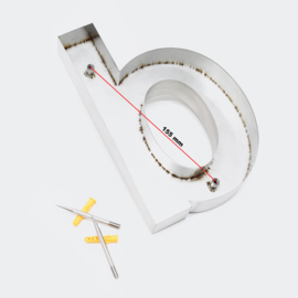 Huisletter d Arial rvs/inox 3D 20cm weerbestendig