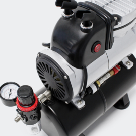 Airbrush compressor AF189 met waterafscheider en drukregelaar