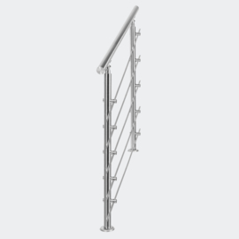 Leuning balustrade traprail rvs 5 dwarsbalken 160cm