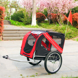 Hondenkar waterdicht fietskar trailer rood/zwart hond opvouwbaar