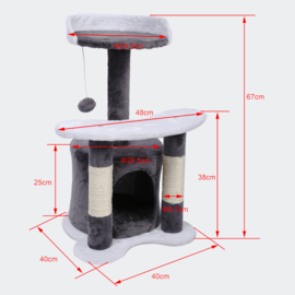 Krabpaal krabboom kattenboom grijs-wit 65cm
