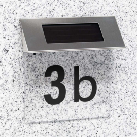 Huisnummer solar LED verlichting transparant incl. cijfers/letters