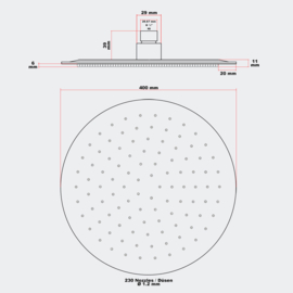 Regendouche douchekop rond RVS ultra dun 40 cm