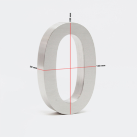 Huisnummer 0 Arial rvs/inox 3D 20cm weerbestendig