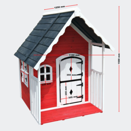 Houten speelhuis voor kinderen voor tuin en terras rood