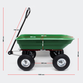 Kiepwagen tuinwagen kipper kruiwagen 75l groen