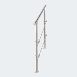 Leuning balustrade traprail rvs 2 dwarsbalken 140cm