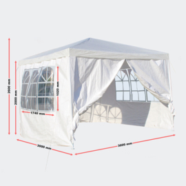 Tuintent partytent paviljoen 3x3m losse zijpanelen wit