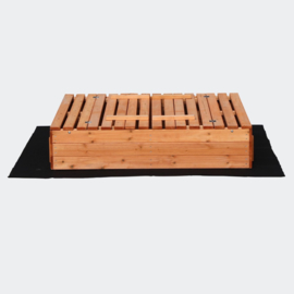 Zandbak + deksel 2 zitbanken vurenhout + doek
