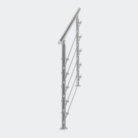 Leuning balustrade traprail rvs 5 dwarsbalken 120cm