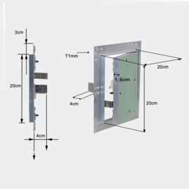 Inspectieluik toezichtsluik 20x20cm aluminium frame Artikelnummer: 60692