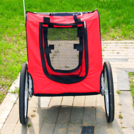 Hondenkar waterdicht fietskar trailer rood/zwart hond opvouwbaar