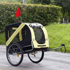 Hondenkar waterdicht fietskar trailer geel/zwart hond opvouwbaar