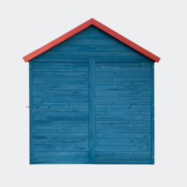 Kinderspeelhuis XL 146x195x156cm woonkamer en terras rood/blauw