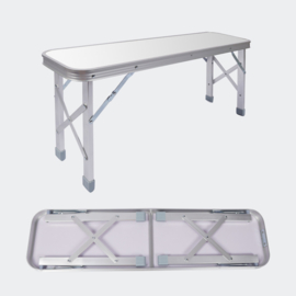 Opvouwbare campingtafel alu met 2 banken in zilver 90x66x70cm