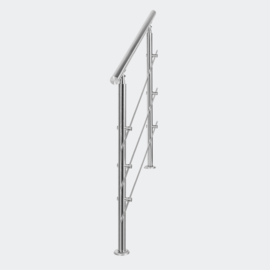 Leuning balustrade traprail rvs 3 dwarsbalken 180cm