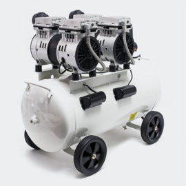 Olievrije luchtcompressor met 50L-tank 2HP 220l/m en 2x750W