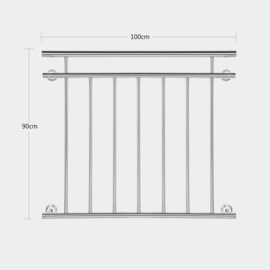 Balkonleuning reling balustrade RVS 90 x 100cm
